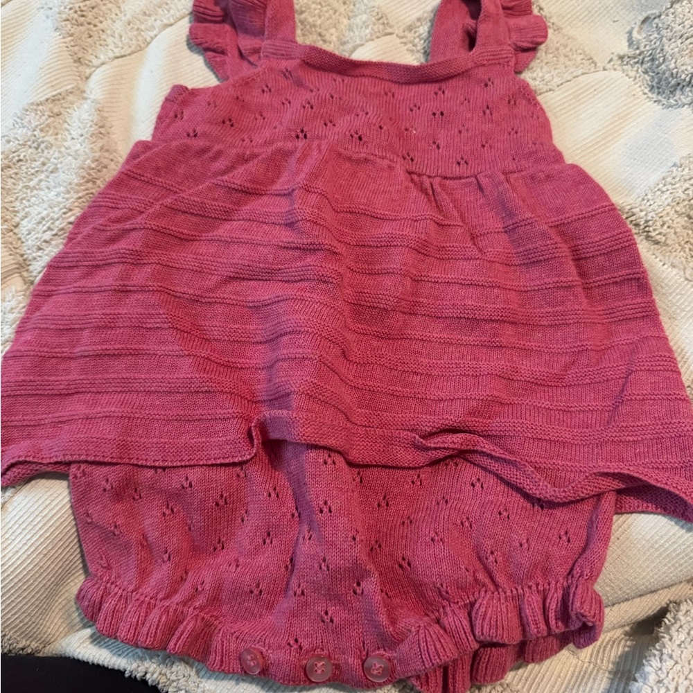 Pink Knit Baby Romper